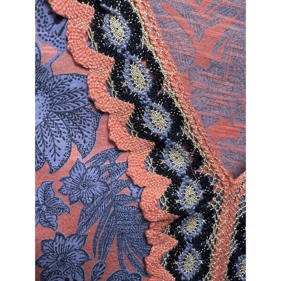 J. Jill Boho Floral Embroidered V-Neck 3/4 Sleeve Tunic Top Women's Size Small - Picture 7 of 13